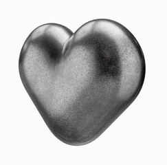 3d rendering heart made of metal isolated on a white background