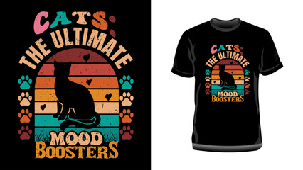 Cats: The ultimate mood boosters t shirt design, cat typography t shirt design.