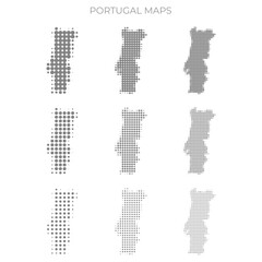 portugal dotted map styles - obrazy, fototapety, plakaty