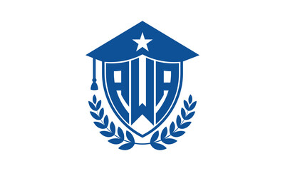 AWA three letter iconic academic logo design vector template. monogram, abstract, school, college, university, graduation cap symbol logo, shield, model, institute, educational, coaching canter, tech - obrazy, fototapety, plakaty
