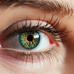 Fototapeta premium Eyes that Speak: A Captivating Macro Focus on the Beauty within Her Soul