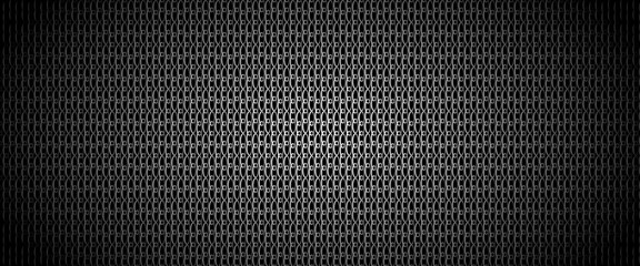 pattern with black perforated metal background for fabric design. Honeycomb pattern. Grey silver pattern. Color gradient. Modern technology. Decoration backdrop. - obrazy, fototapety, plakaty