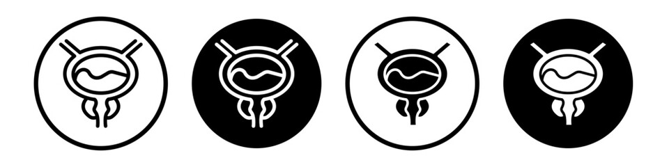 Prostate icon set. urinary inflammation vector symbol in black filled and outlined style. - obrazy, fototapety, plakaty