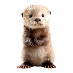 Baby otter standing isolated on transparent or white background