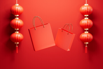 3d rendering chinses style shopping