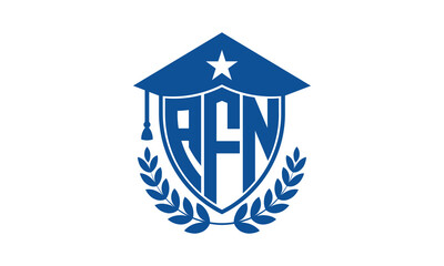 AFN three letter iconic academic logo design vector template. monogram, abstract, school, college, university, graduation cap symbol logo, shield, model, institute, educational, coaching canter, tech