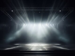 Stage Spotlight with Spotlights on Stage Background. 3D Rendering Generative AI