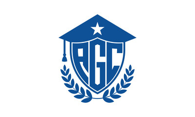 AGC three letter iconic academic logo design vector template. monogram, abstract, school, college, university, graduation cap symbol logo, shield, model, institute, educational, coaching canter, tech
