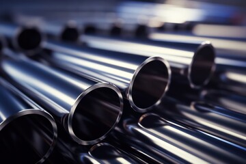 Steel pipes abstract industrial background. Generative AI