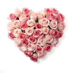 Heart of Roses on White Background. Love, Valentine, Affection
