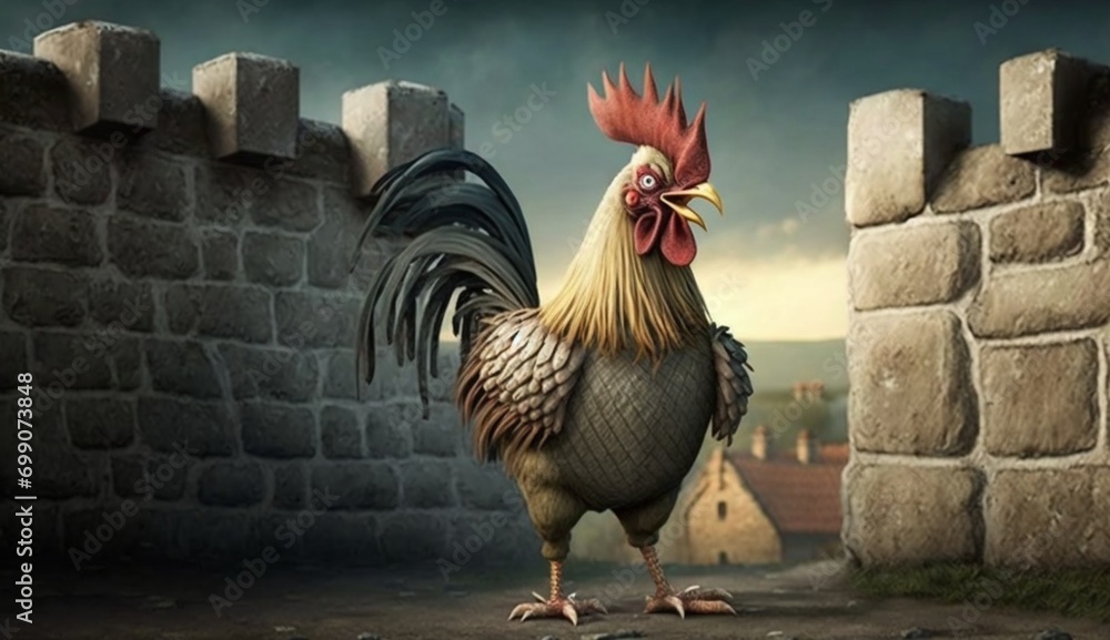 Poster pictorial representation of an unusual chicken adorned with intricate details - ai generative