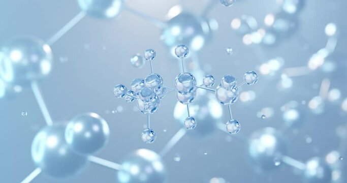 Amyl nitrite, rotating 3D model of banapple gas, seamless looped video, molecular structure with selective focus