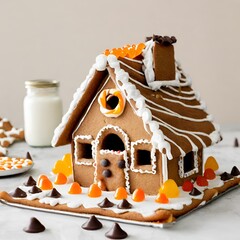 gingerbread house with christmas decoration