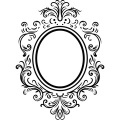 Decorative floral oval vintage frame border. Design template element.