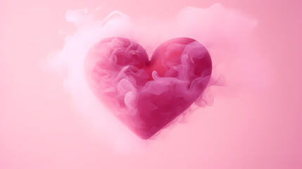 Pink smokey heart on pink background, Valentine's Day background