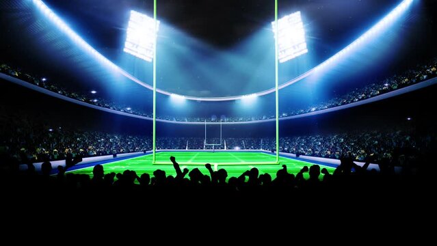 American football stadium with cheering audience animation