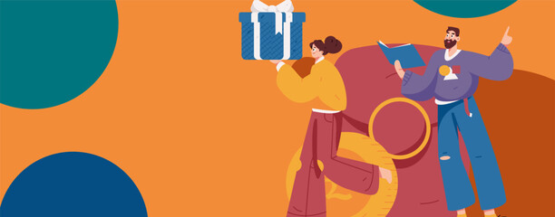 Holiday shopping people doing e-commerce online shopping flat vector concept operation hand drawn illustration
