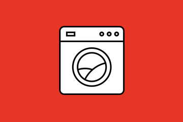 washing machine illustration in flat style design. Vector illustration.	