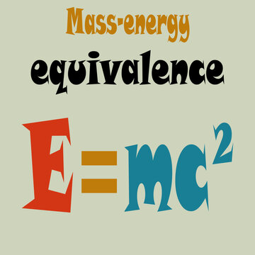 
color vector illustration depicting a Card with the Mass Energy Equivalence Formula. EPS10 vector illustration, for the design of educational banners, stickers, emblems