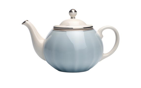 Timeless Elegance Image of Ceramic Teapot with Classic Teardrop Design on a White or Clear Surface PNG Transparent Background.