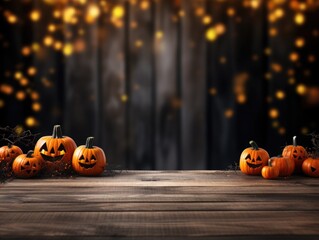 old wood table bocke spooky halloween background 