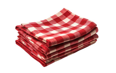Checkered Picnic Napkin Set in Classic Design on a White or Clear Surface PNG Transparent Background.