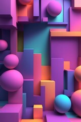Colorful 3d objects abstract and creative background, vertical composition