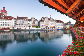 Lucerne, Switzerland in the Morning on the Ruess RIver
