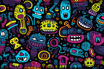 Abstract aliens background pattern, illustration