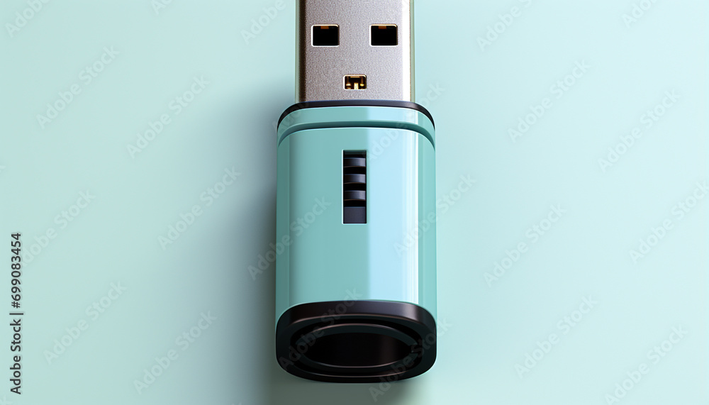 Poster usb stick stores memories, connects to computer for data backup generated by ai