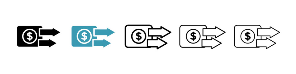 Send money vector icon set. Send payment vector icon for UI designs.