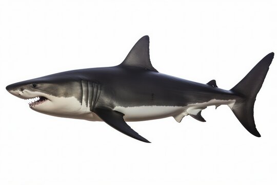 A shark's sleek silhouette seen from below, reminding us of their powerful and efficient design that allows them to navigate the waters with precisio