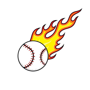 baseball on fire vector art illustration design
