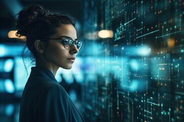 ai, business, engineer, network, technology, innovation, professional, artificial intelligence, developer, development. close up to software engineer, look at binary HUD for find some error to fix it.