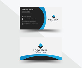 Modern blue and black simple styles corporate business card, visiting card, business card design, vector business card, professional business card, double sided business card layout templet 