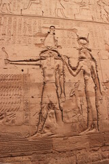 Bas relief bien conservés de Khnoum du temple de Knoum , Esna (Egypte, désensablé récemment)