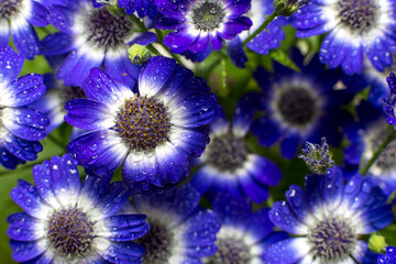 Bouquet of blue small chrysanthemums
