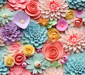 Fototapeta na wymiar Pastel Wonderland Bouquet, Tropical Paradise Bloom, Created using generative A