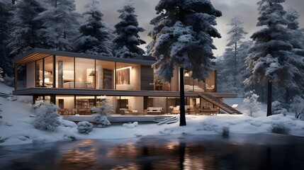 mayiccc Residential holiday house in the winter forest