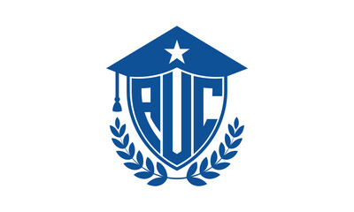 AUC three letter iconic academic logo design vector template. monogram, abstract, school, college, university, graduation cap symbol logo, shield, model, institute, educational, coaching canter, tech