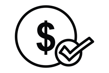 Check mark with dollar sign. icon related to finance success. line icon style. element illustration