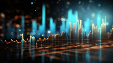 chart, graph, candlestick, stock, analysis, indicator, currency, finance, market, financial. perspective view of stock market growth, business investing, and data concept with candlestick indicators.