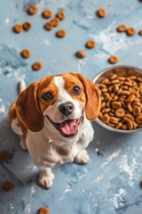 Dog with healthy dog food