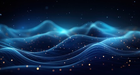 night, sky, light, nature, star, dusk, skyline, urban, downtown, evening. night sky landscape with alpine mountain valley, low clouds, starry sky, and dark blue sky, city illumination via ai generate.