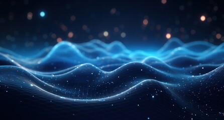 night, sky, light, nature, star, dusk, skyline, urban, downtown, evening. night sky landscape with alpine mountain valley, low clouds, starry sky, and dark blue sky, city illumination via ai generate.