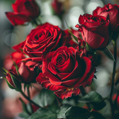 Close-up of red roses, ai technology