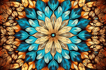Kaleidoscope style illustration background for post cards or web design