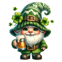 Cute Gnome Embracing Luck And Joy On St. Patrick's Day Clipart Illustration