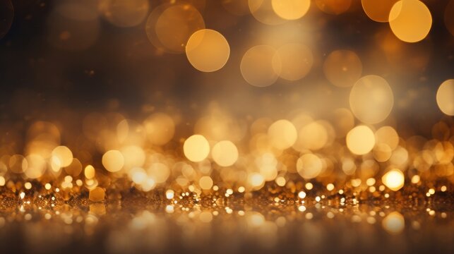 gold, dust, light, sparkle, luxury, glow, christmas, confetti, magic, shine. banner with a background image of golden dust and black sequins. falling around likes nebula galaxy and star in universe.