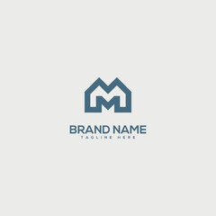 Abstract M letter logo design. Construction, home, real estate, building, property for vector elegant.